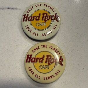 Hard Rock Cafe Cream and Yellow Button Pair